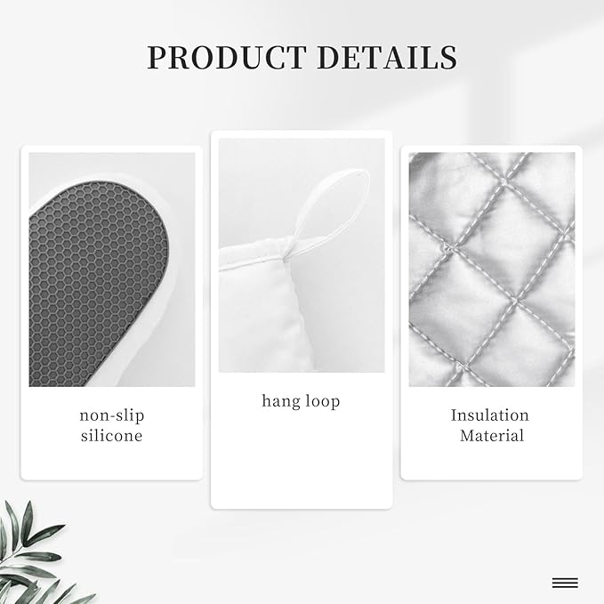 Purple Eucalyptus Oven Mitts and Pot Holders Set, 4pcs Silicone Watercolor Plant Leaves with Floral Oven Glove for Kitchen Heat Resistant Oven Mitts and Potholders Non-Slip for Cooking
