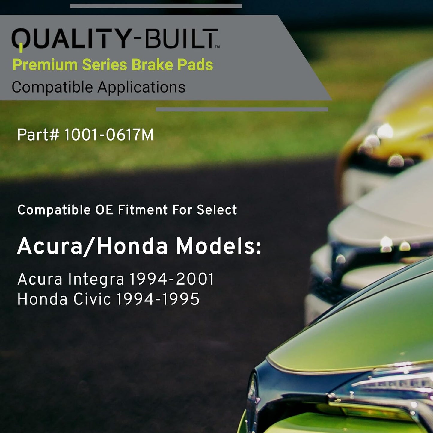 Premium Semi-Metallic Front Brake Pads (1001-0617M) Compatible with Acura Integra 1994-2001, Honda Civic 1994-1995