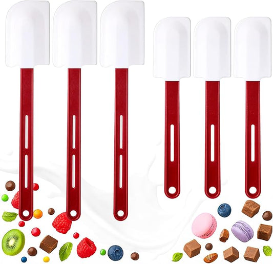 6 Pcs Rubber Spatulas Silicone Heat Resistant, 10 Inch 14 Inch Commercial High Temp Silicone Spatula Set with Long Handle, Nonstick Rubber Scrapers for Kitchen Use Cooking Mixing Frying Baking Utensil