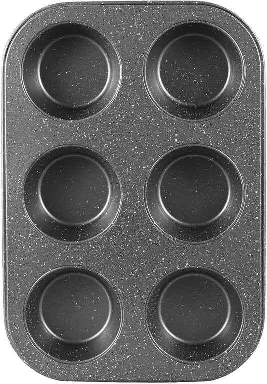 Walooza Muffin Cupcake Pan, Muffin Tins Nonstick 6, Muffin Top Cookie Cheese Cake Pan for Baking, Toast Oven Baking Supplies Small Cake Pans Muffin Cups Non Stick