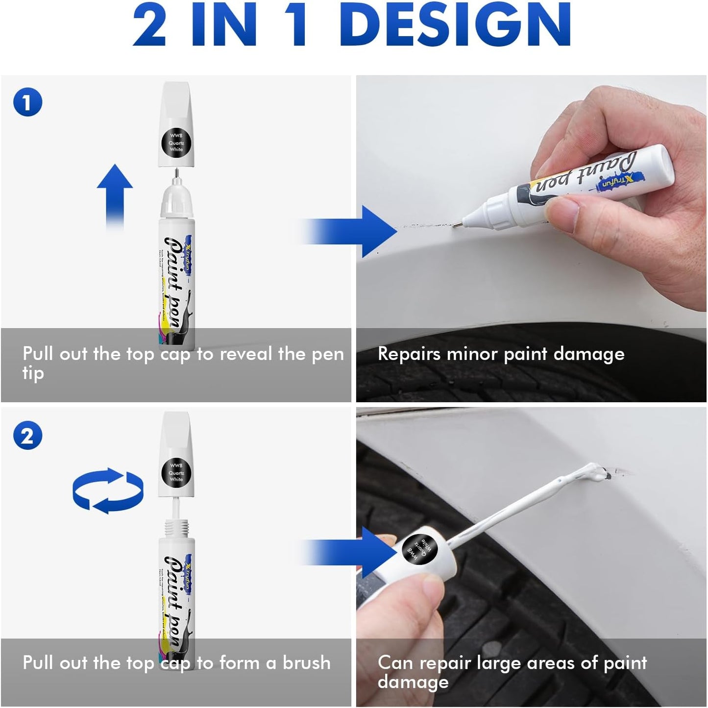 Hyper White (WC9) Touch Up Paint Compatible with Hyundai, DIY Car Paint Scratch Repair, Automotive Paints, Quick & Easy Fix Scratch Repair for Palisade/Azera/Sonata