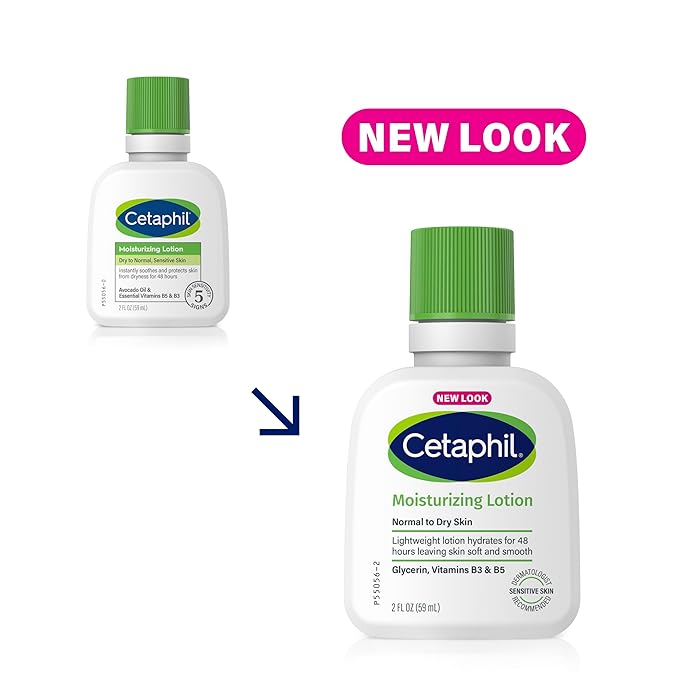 Cetaphil Face & Body Moisturizer, Hydrating Moisturizing Lotion for Normal to Dry Skin, Suitable for Sensitive Skin, 2 oz Pack of 12, Fragrance Free, Hypoallergenic, Non-Comedogenic