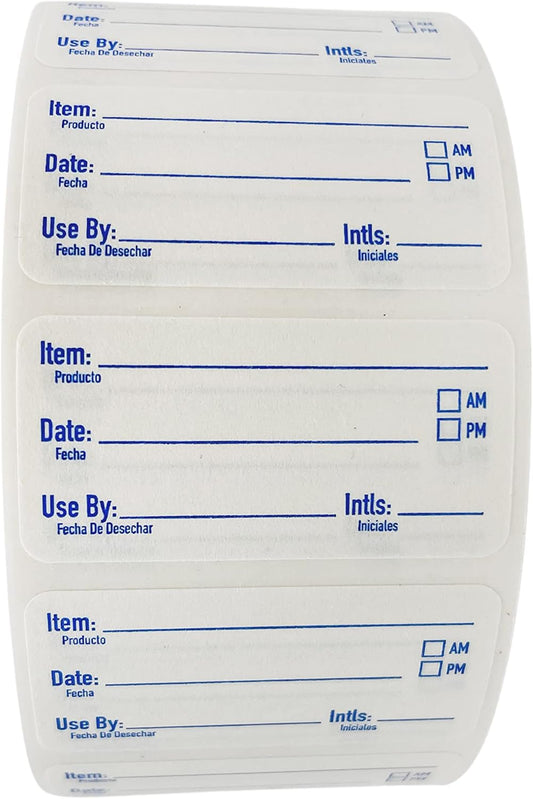 2x1 Dissolvable Food Labels, 250 Label Stickers, Bottle Labels for Storage Bins, Sticker Labels for Food containers, (250, Blue)