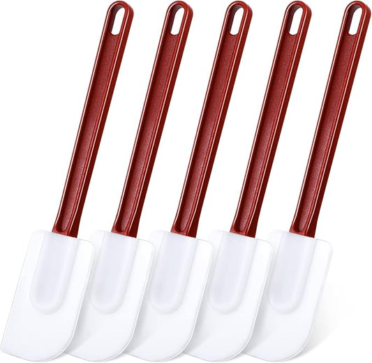 Meekoo 5 Pcs 10 Inch Rubber Spatula, 500℉ High Heat Resistant Spatulas Commercial Food Bpa Free Grade Non Stick Silicone Spatula for Baking Kitchen Cooking Dishwasher Safe