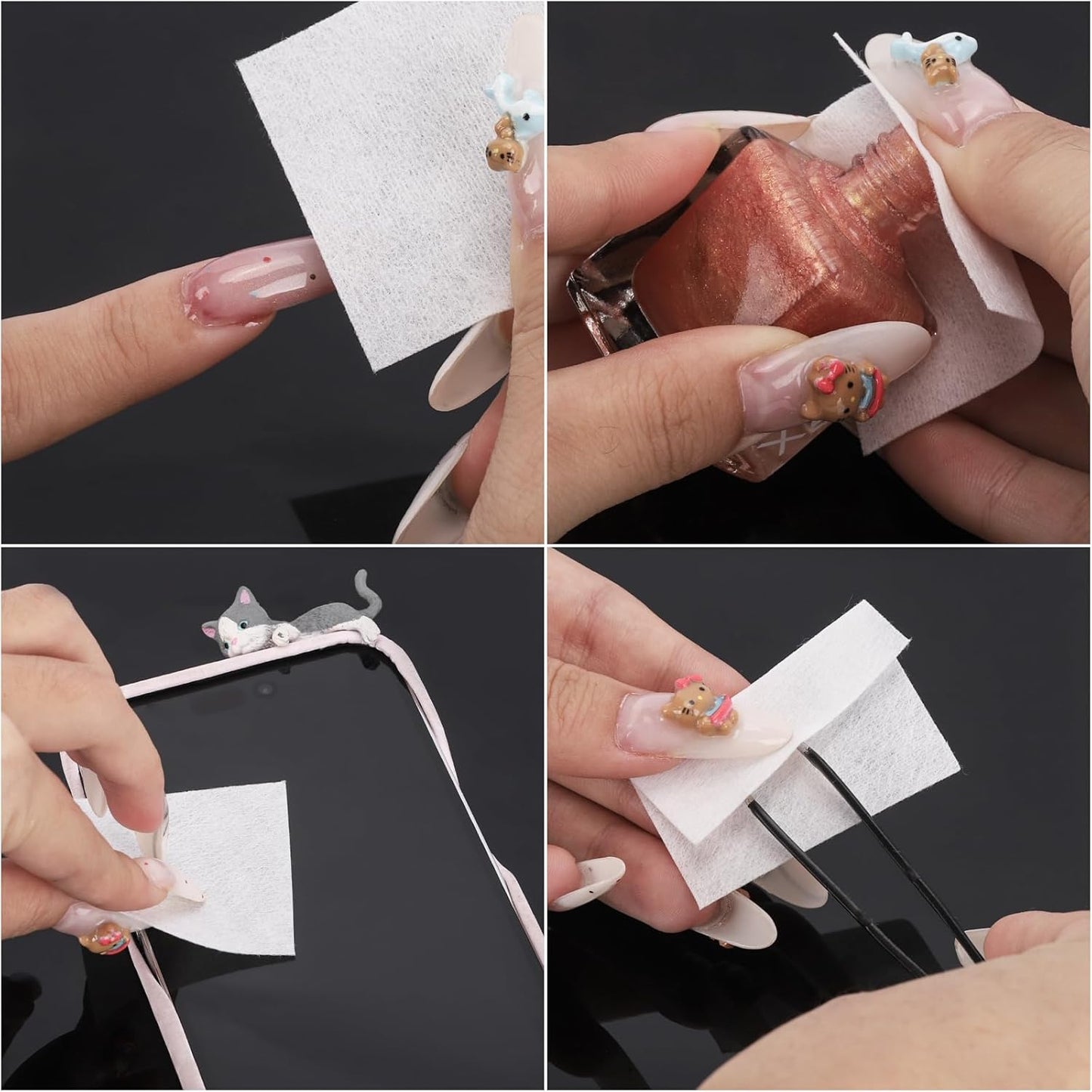 BTYMS 650 Pcs Lint Free Nail Wipes, 2" x 2" Nail Polish Removers Cotton Pads