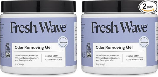 Fresh Wave Lavender Odor Removing Gel, 15 oz., Pack of 2 - Safer Odor Absorbers for Home, Natural Plant-Based Odor Eliminator, Every 15 oz. lasts 30-60 Days, For Cooking, Trash & Pets