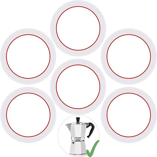 [UPGRADED] Sealing Gasket for Bialetti Moka Express 9 Cups Iconic Stovetop Espresso Maker - 6 PCS Replacement Food Grade Silicone Seal Ring for Aluminum Stovetop Coffee Maker Pots