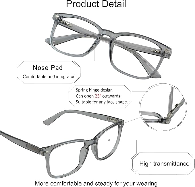 YEIN Bifocal Reading Glasses with Blue Light Blocking Lenses, Bifocal Reader for Women and Men, Vintage Square frame with Spring Hinge (+1.00/+4.00 magnification)