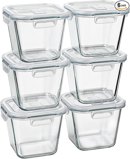 Glass Soup Containers with Lids 32 oz, 4 Cup Glass Storage Containers, Tall Borosilicate Glass Food Storage Containers for Lunch, Ice Cream, Travel and Deli, Soup Freezer Safe Containers with Lids