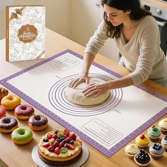 Silicone Pastrty Mat for Dough Rolling, Extra Thick Silicone Baking Mat, Fondant Mat for Making Cookies Macarons Bread Pizza Oven Mat, Silicone Mat for Baking Purple 26X16INCH