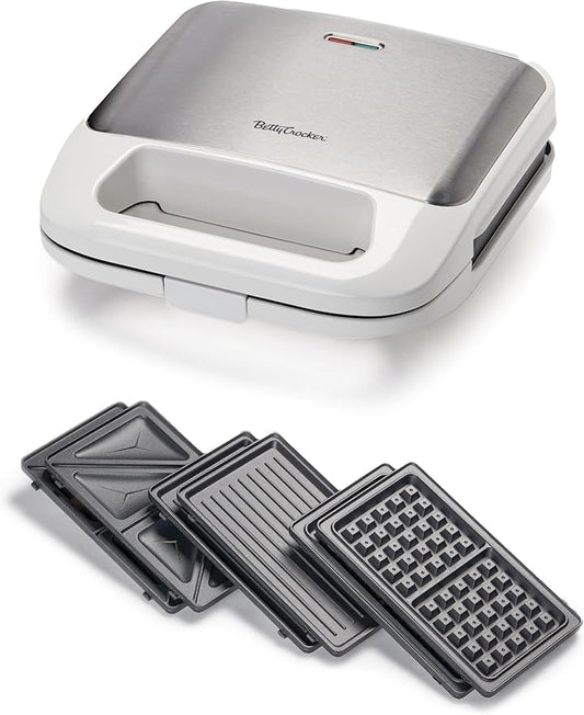 3-in-1 Indoor Grill, Sandwich/Panini Press & Waffle Maker Plus, White