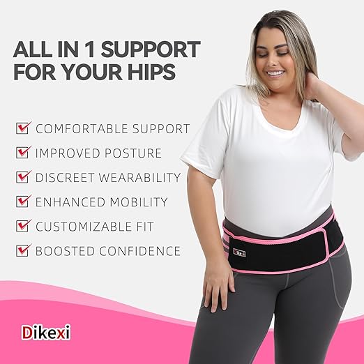 S-XXL Sacroiliac SI Joint Hip Belt for Women Men-Alleviate Sciatica|Pelvic|Back|Lower Back Support, Pelvic Support Belt, Adjustable Lumbar Pain Relief, Trochanter Belt,Pink, XL(Hip Size 52"- 63")