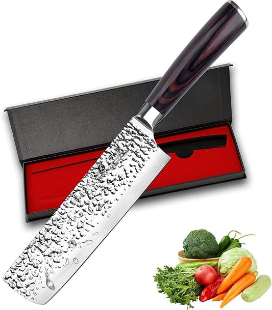 imarku Nakiri Knife,7 Inch High Carbon Stainless Steel Japanese Chef Knife,Razor Sharp Chopping Vegetable and Meat Cleaver Kitchen Knife with Ergonomic Handle,Mothers Day Gifts for Mom