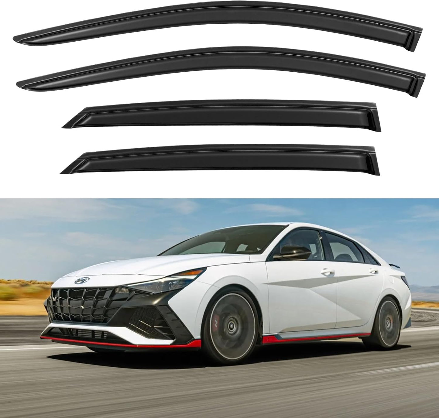 Window Visors Rain Guards Shield for 2021 2022 2023 2024 2025 Hyundai Elantra, Out-Channel Window Vent Wind Deflectors Visors Shades for 21-25 Elantra