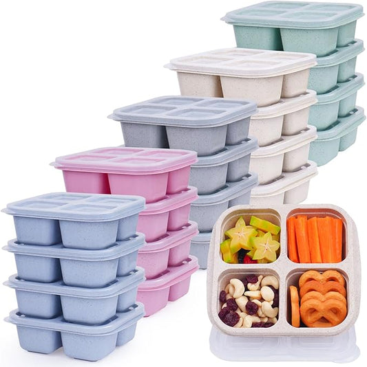 LCHLZZ 20 Pack Snack Containers, 4 Compartments Reusable Bento Snack Box for Meal Prep, BPA Free Lunchable Containers, Divided Food Storage Containers for Work, Picnic, Microwave and Dishwasher Safe