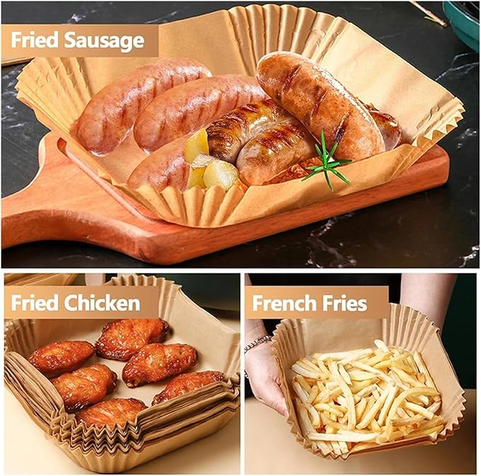 Large Air Fryer Disposable Paper Liners Nonstick 23cm Oven Airfryer Parchment Baking Paper ，Compatible For Ninja，Compatible For COSORI ，Grill Cooking Basket(23cm round,250 Pcs)