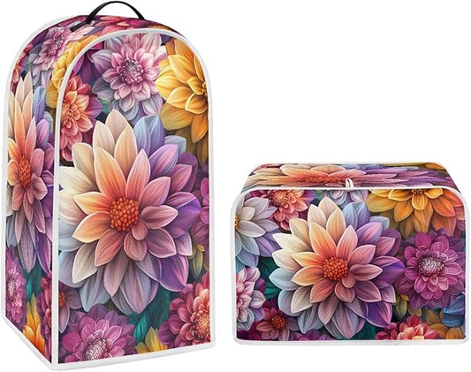 Bright Blossoms Dust Cover for Coffee Maker Boho Mandala Floral Kitchen Blender Cover Bread Maker Toaster Oven Dustproof Protector Covers