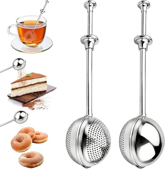Tea Ball Tea Infuser for Loose Leaf Tea, Stainless Steel Tea Strainers Loose Leaf Tea Steeper with Retractable Long Handle, Fine Mesh Tea Diffusers Filters Reusable Tea Accessories for Tea Lovers