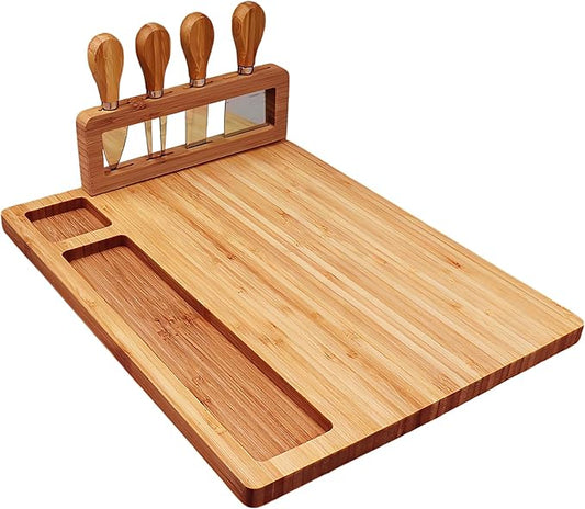 Charcuterie Boards Cheese Board:Charcuterie Boards Gift Set with 4 Cheese Knives,Charcuterie Board Set Suitable for Holiday Gift, Wedding Gift, Housewarming Gift