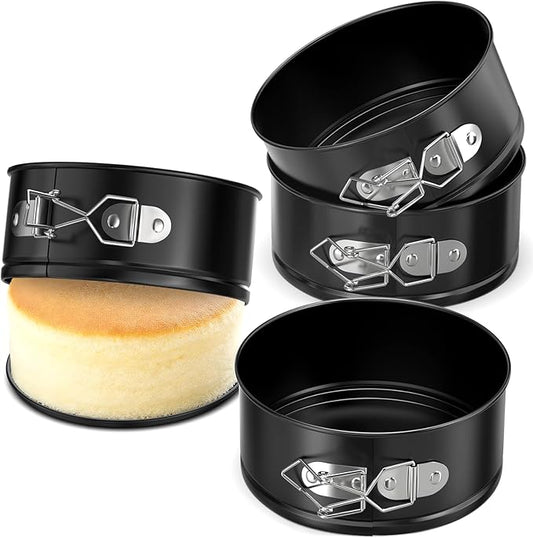 ZeroPone 4 Pack Mini Springform Pan Set, 4 Inch Non-stick Cheesecake Pan, Spring Form Pans for Baking, Springform Pans with Removable Bottom, Round Cake Pans, Small Cake Mold for Mini Cheesecake Pizza