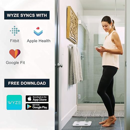 Wyze Scale S, Scale for Body Weight, FSA HSA Eligible, Digital Bathroom Scale for Body Fat, BMI, Muscle, Heart Rate, Body Composition Analyzer with App, Batteries Included, Bluetooth, 400 lb, Black