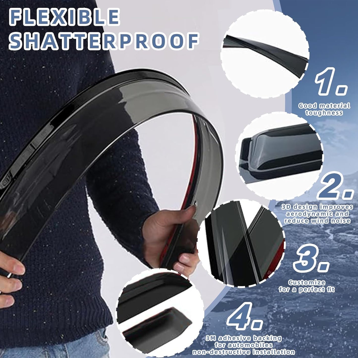 Window Visors Rain Guards fits 2013-2018 Altima, Out-Channel Window Wind Deflectors Vent Shades Accessories, Dark Smoke 4 Pcs, 2014 2015 2016 2017