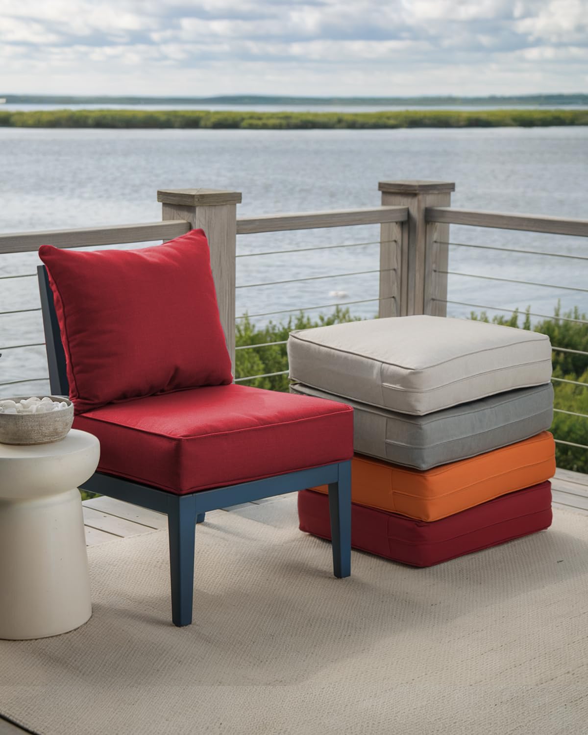 ACTREST Luxury 24x24x6 Outdoor Cushions - Water&UV&Fade Resistant 1 Set Zippered Patio Chair Back&Seat Cushion for Wicker Dining Rocking Swivel Chairs Loveseat Couch Sectional Sofa - Red