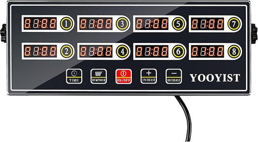 Kitchen Timers for Cooking – 8 Channel Commercial Kitchen Timer Restaurant Kitchen Supplies – Stainless Steel LED Technology Kitchen Timer Digital – Reminder Function, Loud Alarm, Grey
