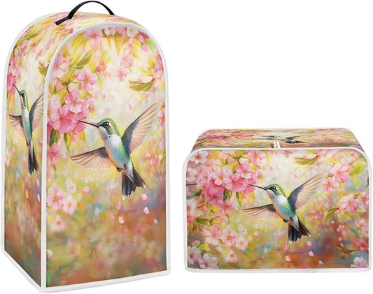 Hummingbird Dust Cover for Coffee Maker Flowers Kitchen Blender Cover Bread Maker Toaster Oven Dustproof Protector Covers