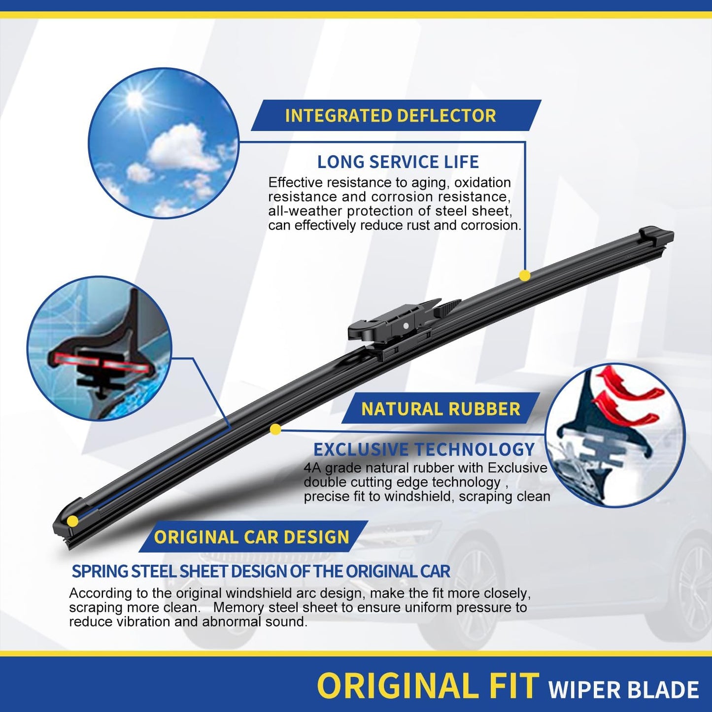 2 wipers Factory Replacement For 2007-2020 2021 Tundra 2008-2020 2021 2022 Sequoia Original Equipment Replacement Windshield Wiper Blades Set - 26"+23" Pinch Tab (Set of 2) Not for J Hook