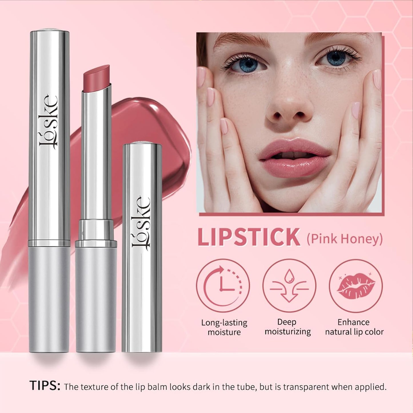 Black Honey Lip Balm, Lip Tinted, Moisturizing Lip Care for Soft Smooth Lips, Long Lasting Hydration, Natural Ingredients Nourishing Formula for Dry Lips (2PCS Pink Honey, Large)