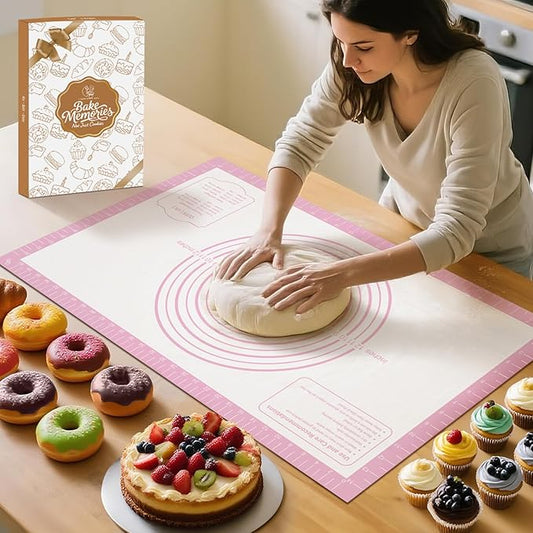 Non-stick Silicone Pastry Mat, Extra Large Baking Mat for Cookie Bread Pizza Pie Crust, Silicone Dough Mat for Rolling, Non-slip& Heat Resistant