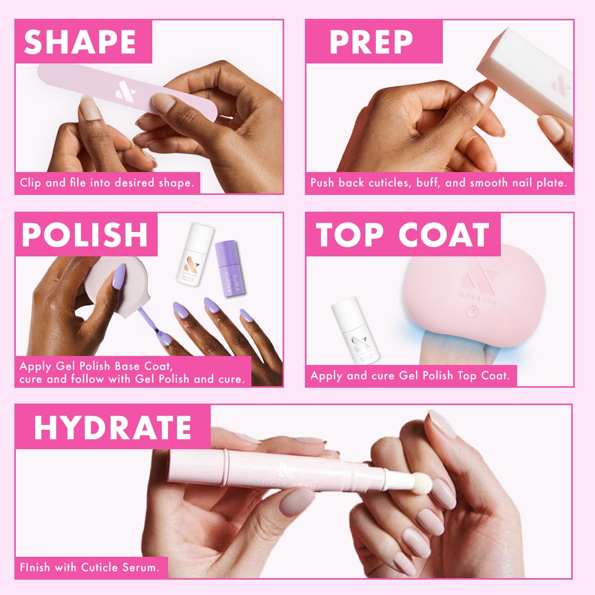 Olive & June Gel Polish | UV LED Nail Lamp Needed | Long Lasting Formula | Up to 21 Days of Wear | Damage-Free Removal | Salon-Quality Manicure at Home | Icing is the Best Part | White Sheer