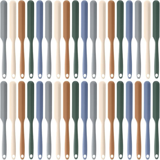 Honeydak 36 Pcs Mini Silicone Spatula Bulk 8.3 inch Small Rubber Spatula with Long Handle Heat Resistant Jar Cake Cream Butter Scraper Resin Craft Non Stick Kitchen Tools for Baking Cooking Mixing
