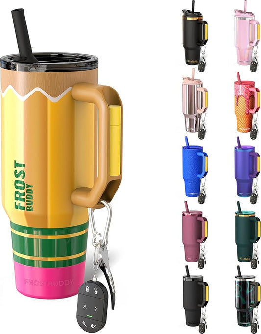 Thicc Buddy - 40 oz Stainless Steel Vacuum Insulated Tumbler with Lid and Straw for Water - Travel Mug Cupholder Friendly - Gifts for Women Men Him Her