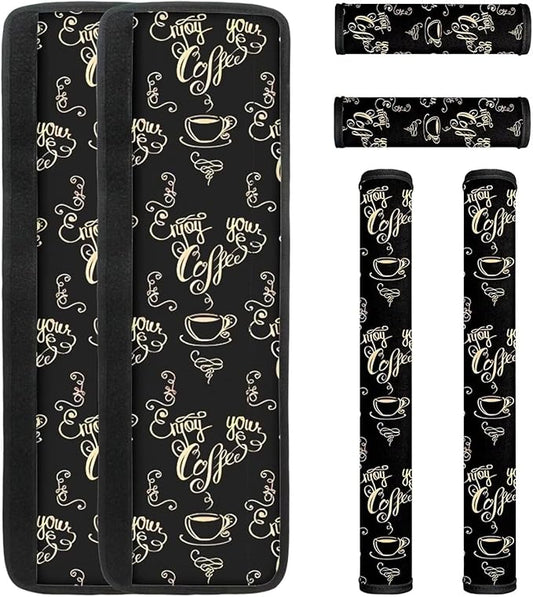 6 PCS Refrigerator Door Handle Covers Washable Anti-Skid Protector for Fridge Dishwasher Oven Keep Off Fingerprints Oil Stain Food Spot for Home Kitchen Decor, Enjoy Your Coffee-Black