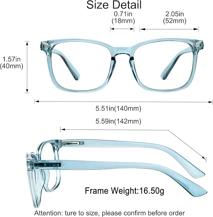 YEIN Bifocal Reading Glasses with Blue Light Blocking Lenses, Bifocal Reader for Women and Men, Vintage Square frame with Spring Hinge (+0.00/+1.50 magnification)