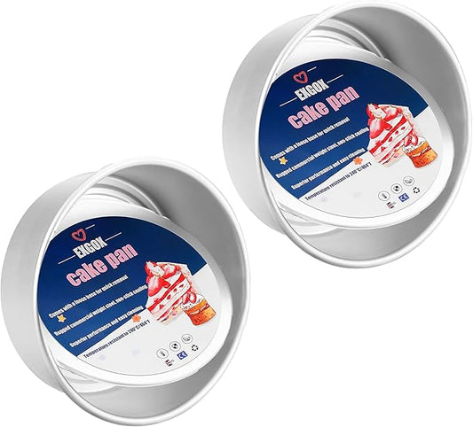 EXGOX 2 Pack 7-Inch Non-Stick Deep Aluminum Round Cake Pan With Removable Bottom For Wedding/Birthday/Christmas Cake Baking Round Cake Tin Set With Loose Base