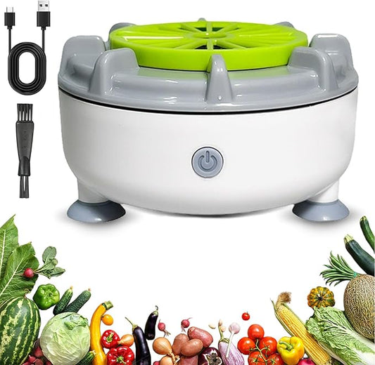 Efficient Portable Fruit and Vegetable Washers, Fruit and Vegetable Cleaning Machine, Electric Fruit Cleaner for Washing Fruits, Vegetables, Grain, Meat, Water-Proof & Wireless Charging (D)