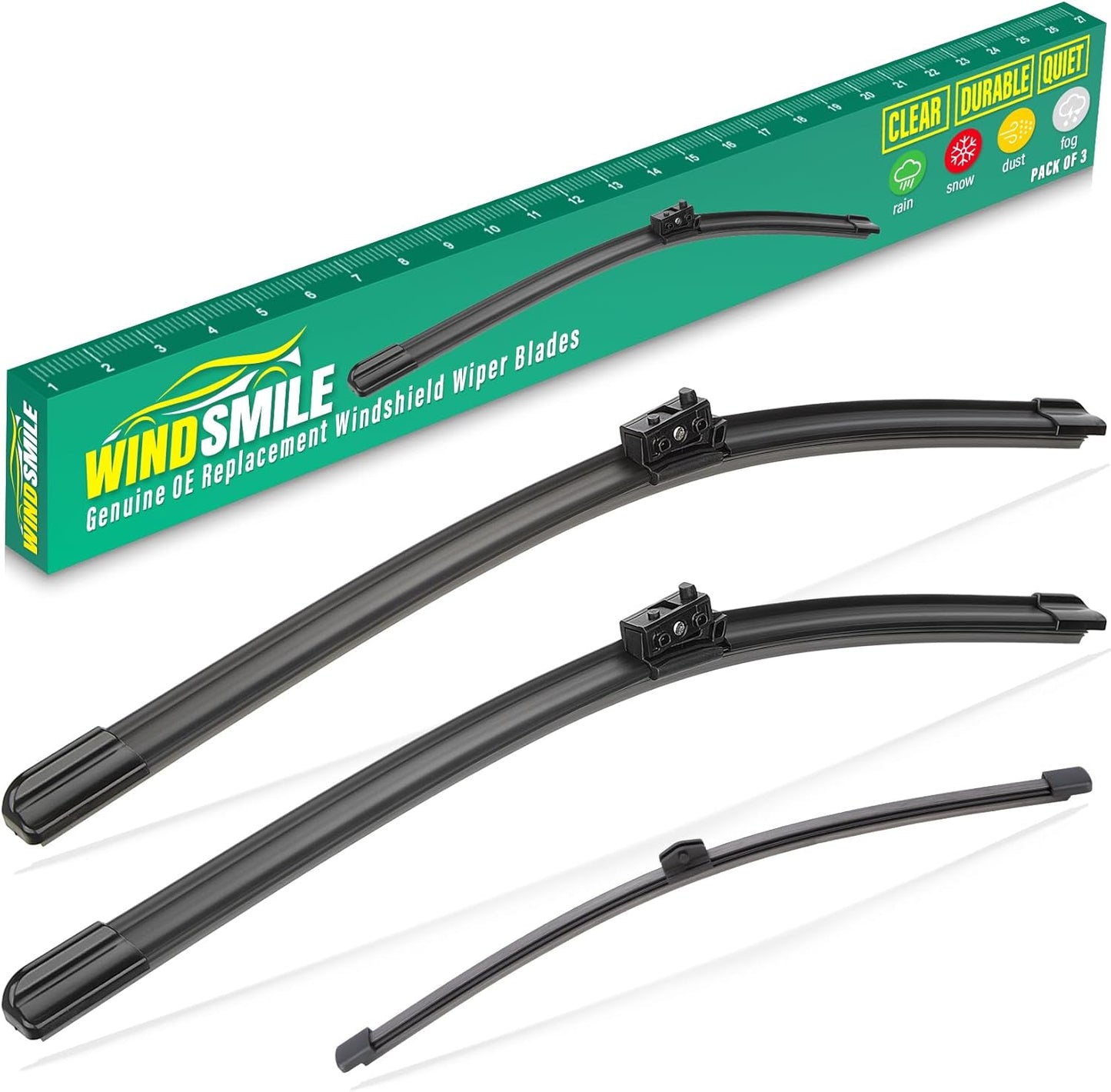 24" 22" 12" Windshield Wiper Blades Replacement for Mercedes-Benz GLB250 GLB35 AMG 2020 2021 2022 2023 2024 GLB 250 35AMG Premium All Weather Front Rear Wipers Set - OEM Quality (Pack of 3)