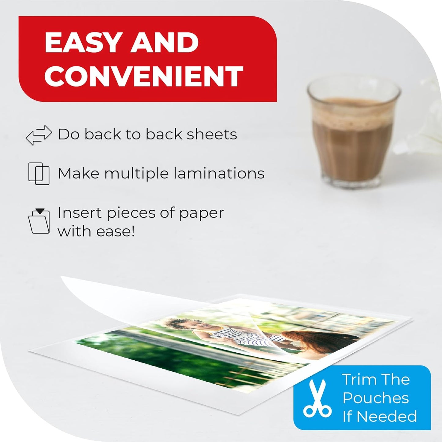 5MIL Thermal Laminating Sheets (75 Count) Photo, Notecard, I.D. Badge Sizes, Dry-Erase Friendly Laminating Pouches, Compatible with Laminators, Crystal Clear Laminated Finish