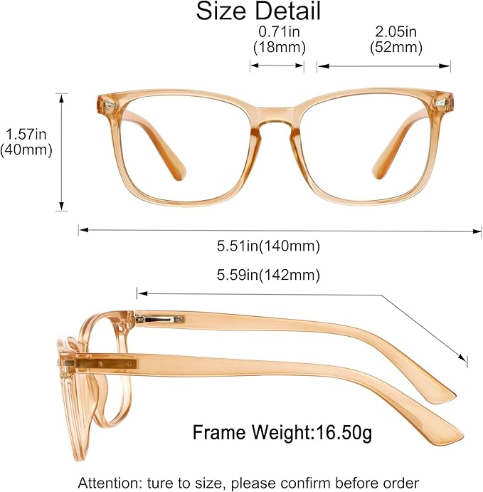YEIN Bifocal Reading Glasses with Blue Light Blocking Lenses, Bifocal Reader for Women and Men, Vintage Square frame with Spring Hinge (+0.50/+2.75 magnification)
