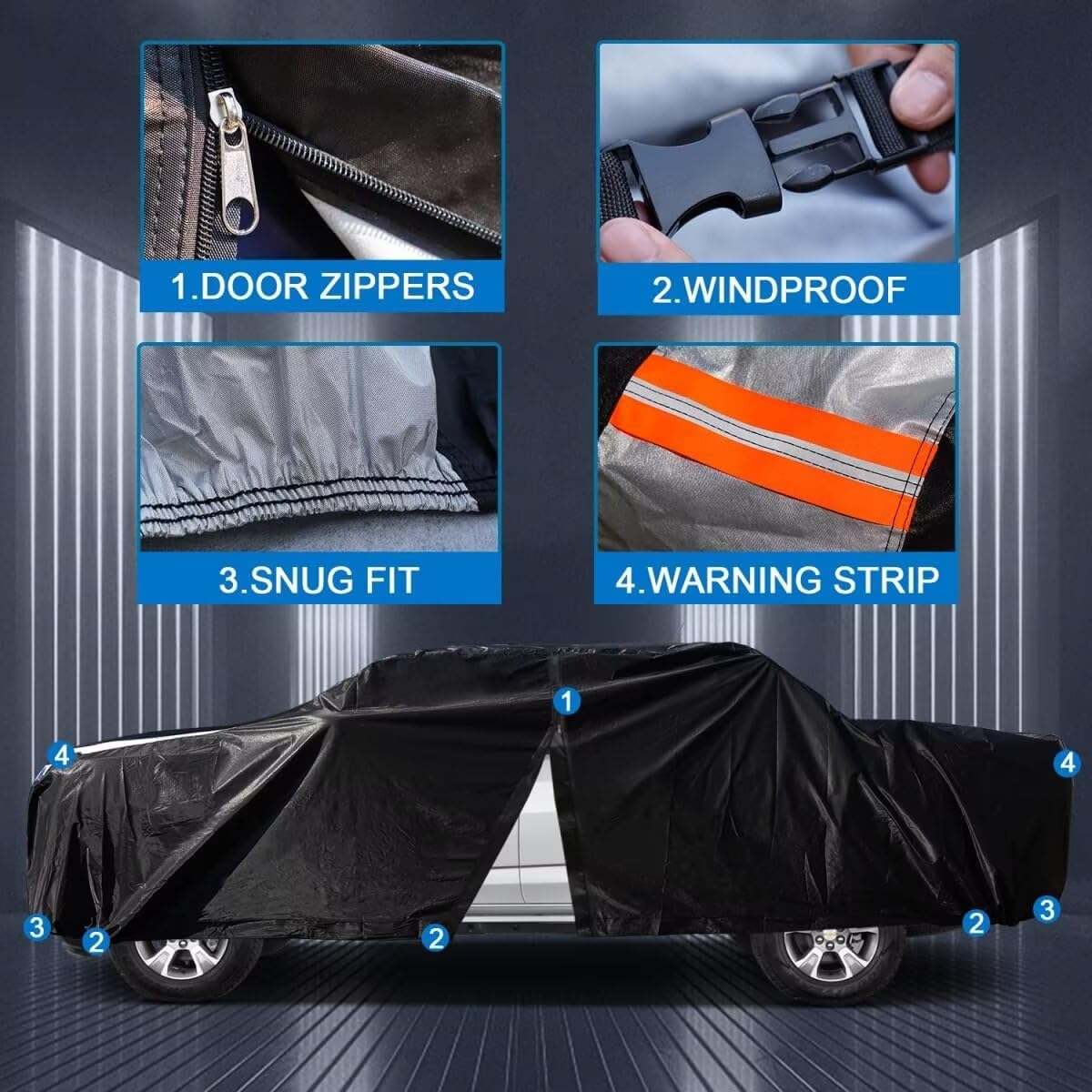 Ford Maverick Truck Cover Custom Fit 2021-2026 SuperCrew Cab Short Bed(4.5') with Door Zipper, 10 Layers Outdoor Heavy Pickup Truck Cover Waterproof All Weather, Wind Dust Sun Protector.