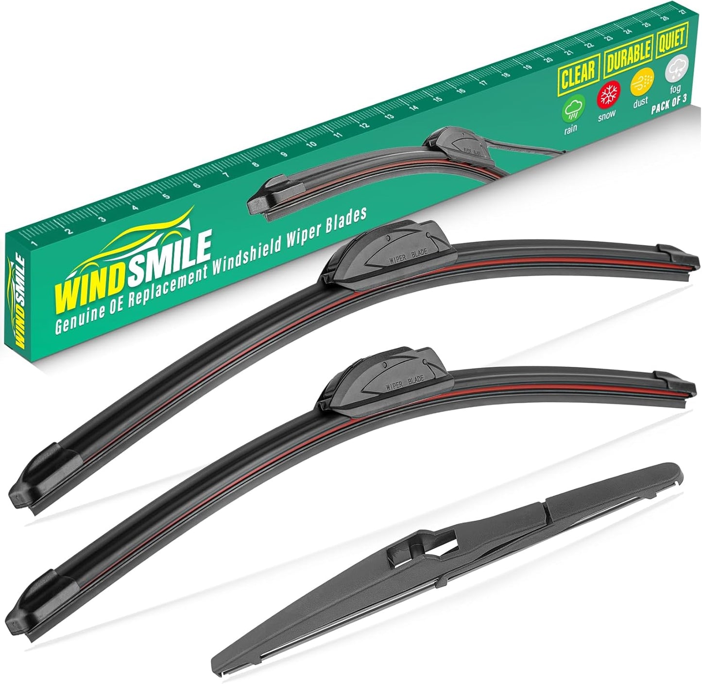 24" 18" 10" Windshield Wiper Blades Replacement for Jeep Compass 2018 2019 2020 2021 2022 Premium All Weather Front Rear Wipers Set - OEM Quality (Pack of 3)