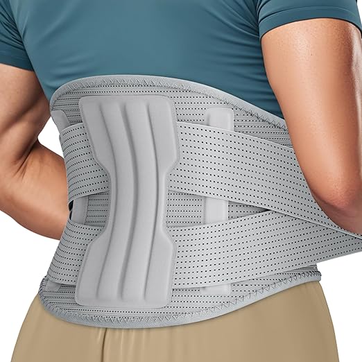 NEENCA Back Brace for Lower Back Pain Relief - Ergonomic Lumbar Support with Removable Steel Stays, Breathable Back Support Brace for Posture Correction, Sciatica, Herniated Disc, Scoliosis, Office Work, Lifting, Exercise (Gray, X-Small)