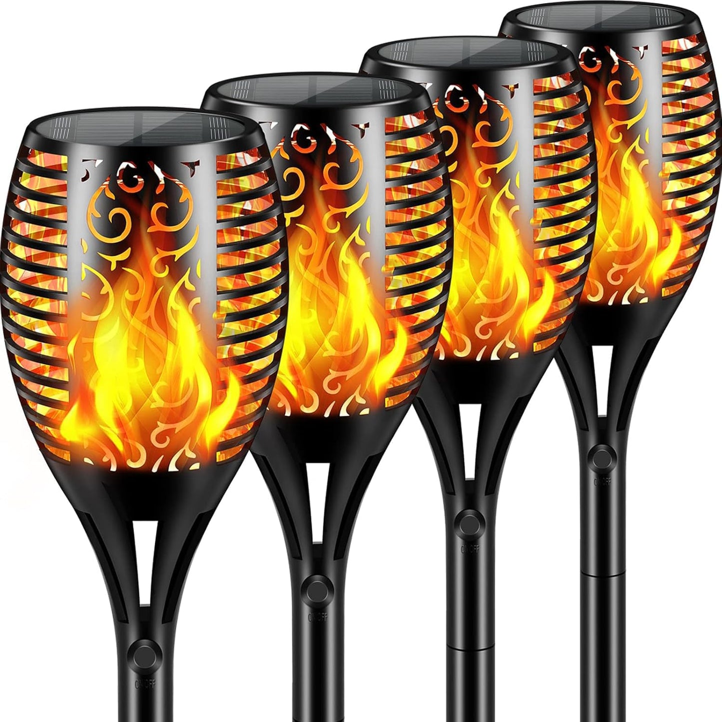 Aigleya Solar Lights Outdoor 99 LED Higher & Larger Flickering Flame Solar Torch Lights 43" Waterproof Outdoor Lighting Solar Powered Pathway Lights Christmas Decorations for Garden Patio Yard, 4Pack