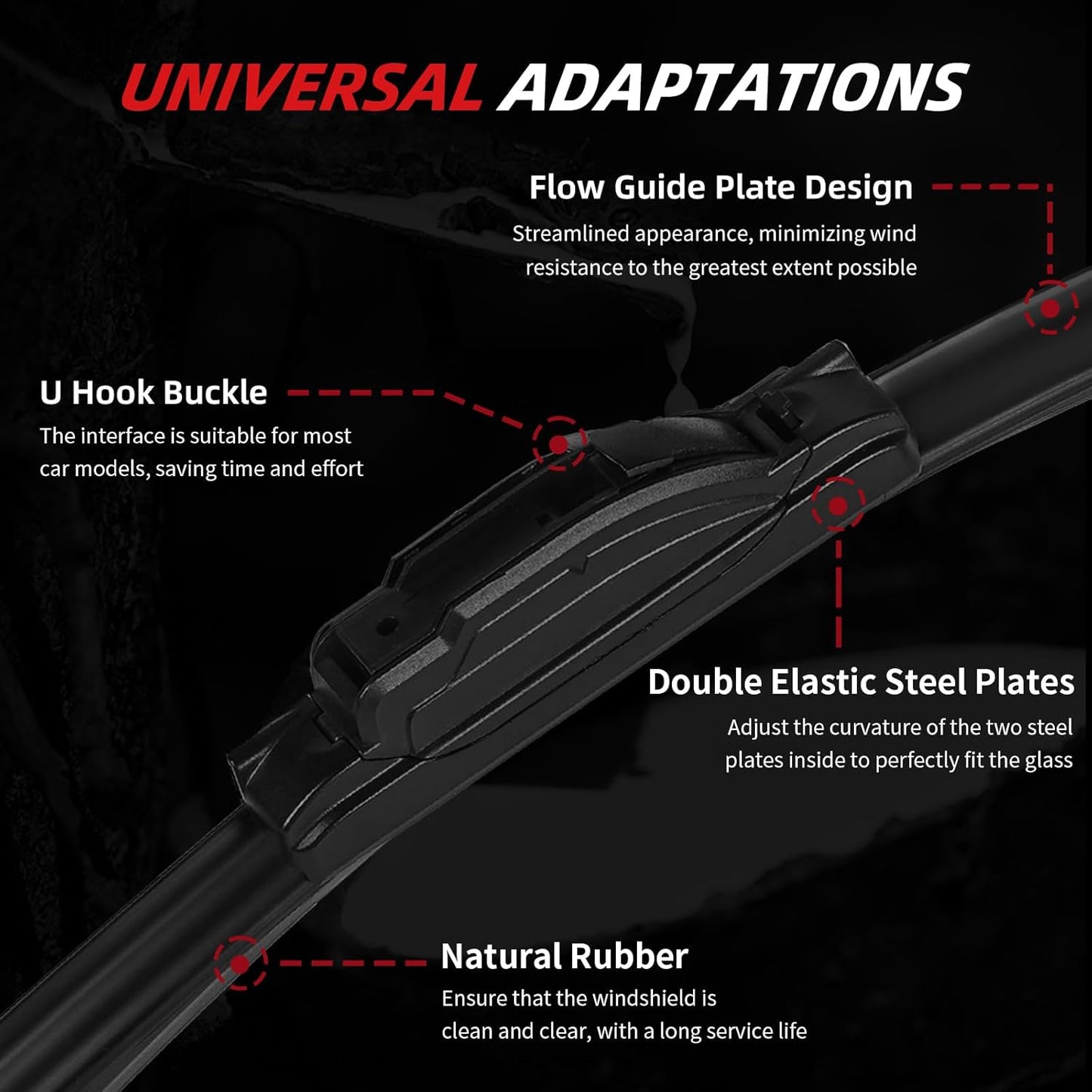 OTUAYAUTO Premium Windshield Wiper Blades - Replacement for Nissan Pathfinder 05-12, Xterra 05-15 - Precision Fit, All-Weather Performance, Front and Rear Wiper Blades, Hook - 24"+18"+12" (Pack of 3)