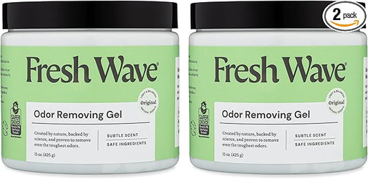 Fresh Wave Odor Removing Gel, 15 oz., Pack of 2 - Odor Absorbers for Home, Safer Odor Relief, Natural Plant-Based Odor Eliminator, Every 15 oz. lasts 30-60 Days, For Cooking, Trash & Pets