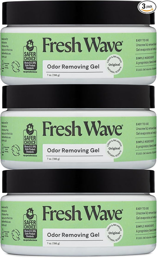 Fresh Wave Odor Removing Gel, 7 oz., Pack of 3 - Odor Absorbers for Home, Safer Odor Relief, Natural Plant-Based Odor Eliminator, Every 7 oz. lasts 15-30 Days, For Cooking, Trash & Pets