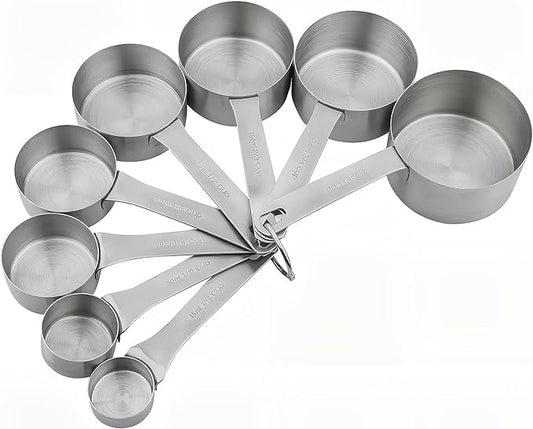 Smithcraft Measuring Cups Set 8, 18/8 Stainless Steel Measuring Cups Set, Metal Measuring Cups With 1/8, 1/4, 2/3, 3/4 Measuring Cup for Kitchen & Baking